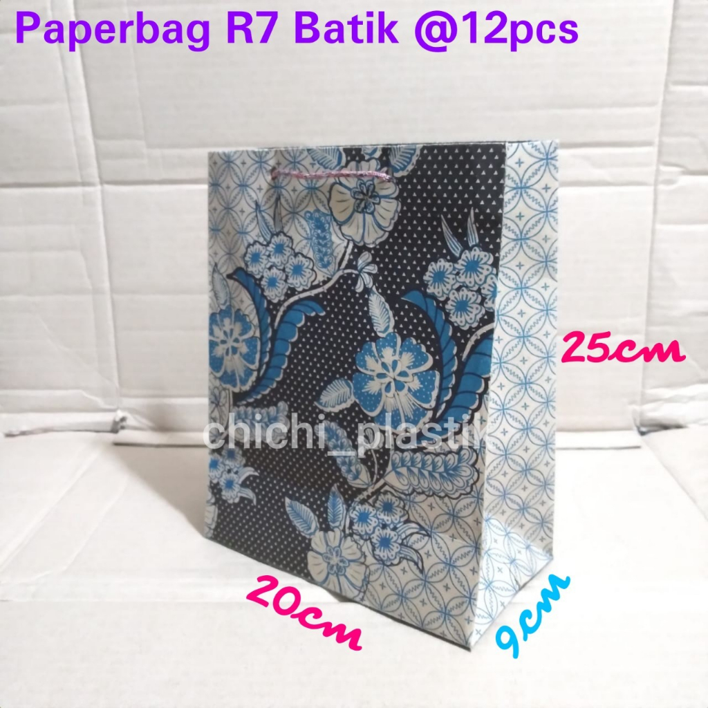 Isi 12pc Paperbag R7 batik lusinan / tas kertas motif batik 20 x 25 / tas kertas batik / paperbag