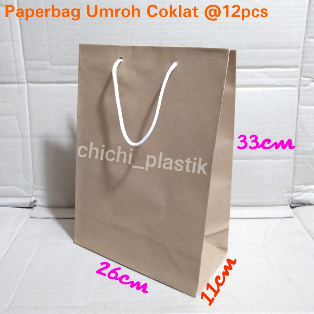 Isi 12pc Paperbag Umroh polos lusinan / tas kertas motif batik 26 x 33 / tas kertas batik / paperbag