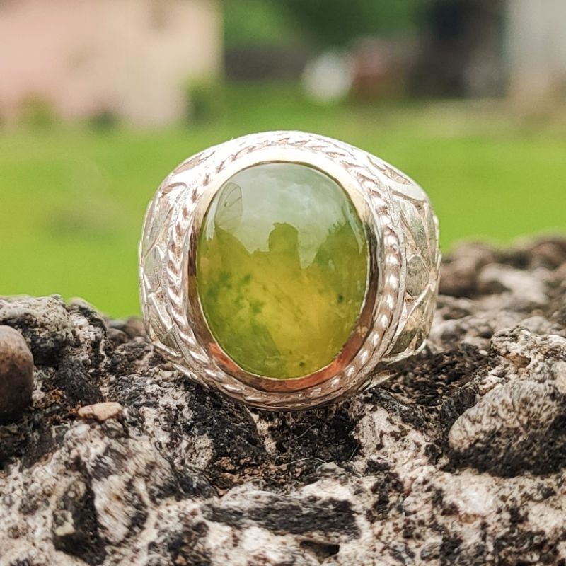 CINCIN BATU AKIK LUMUT SUNGAI DAREH PUCUK PISANG NATURAL IDOCRASE KODE 02569