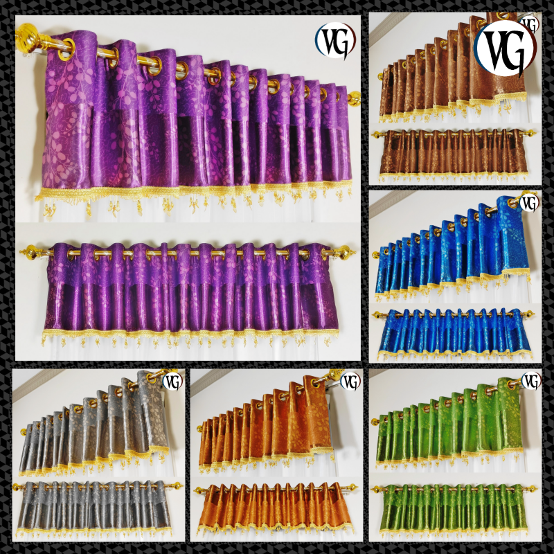 Poni Gorden Blackout Atas Pintu 2 Model 12 Lubang Smokring Minimalis Pink Hijau Ungu