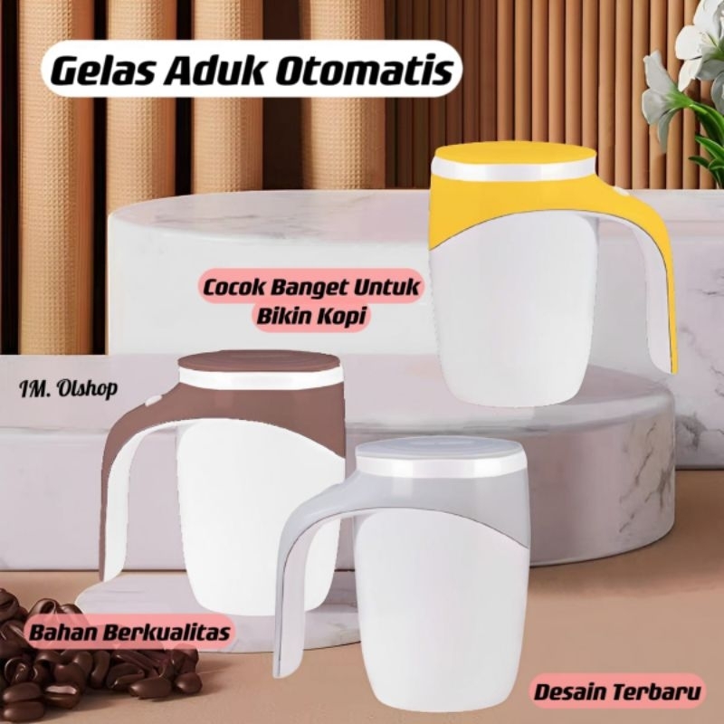 SELF STIRRING MUG Gelas Mixer Pengaduk Air Kopi Susu Jus Minuman Otomatis Praktis Food⭐IM.Olshop⭐