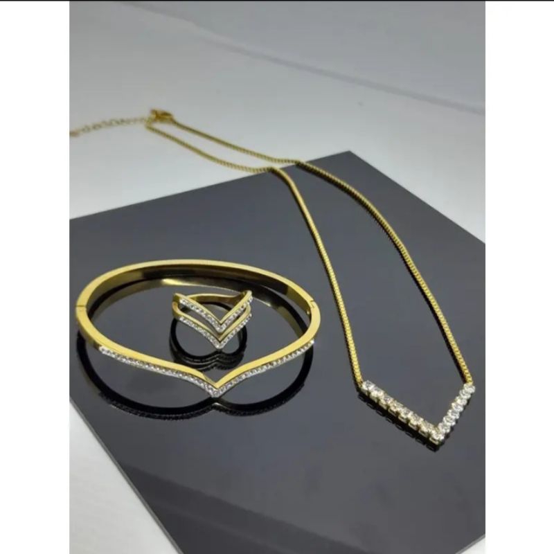 set perhiasan titanium Asli Fuji emas
