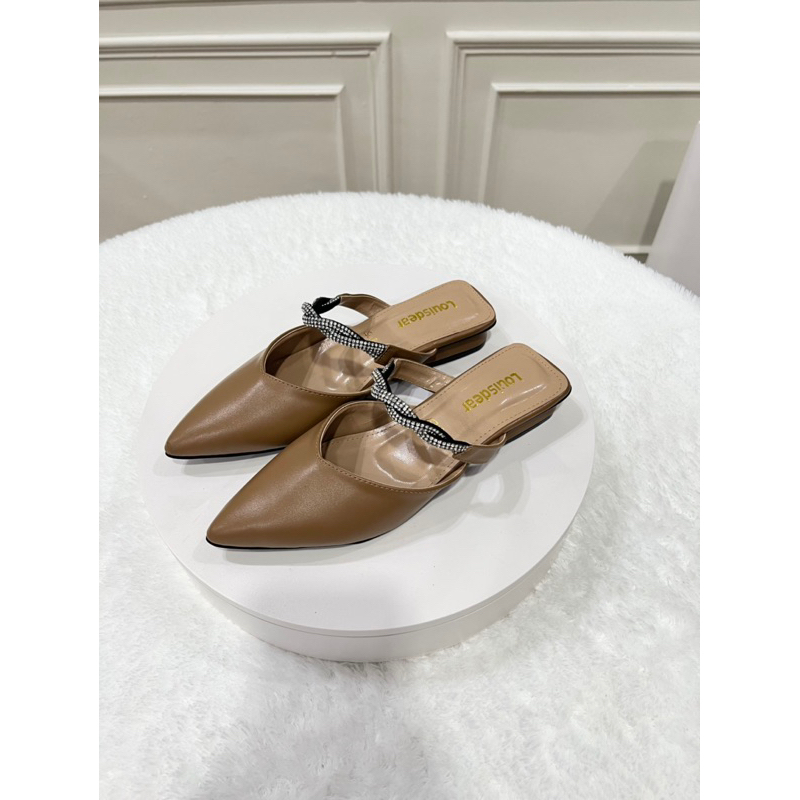 sepatu wanita Louisdear B161 tapak 2 cm bahan kulit dove anti slip