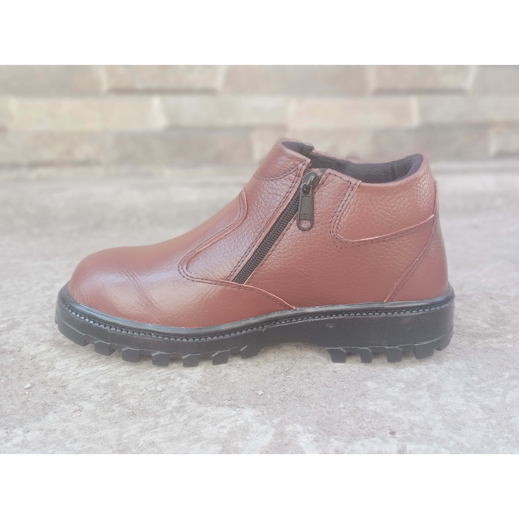 Sepatu Safety King Slip On Resleting Kulit Asli | 100% Original Kulit Asli Ujung Besi