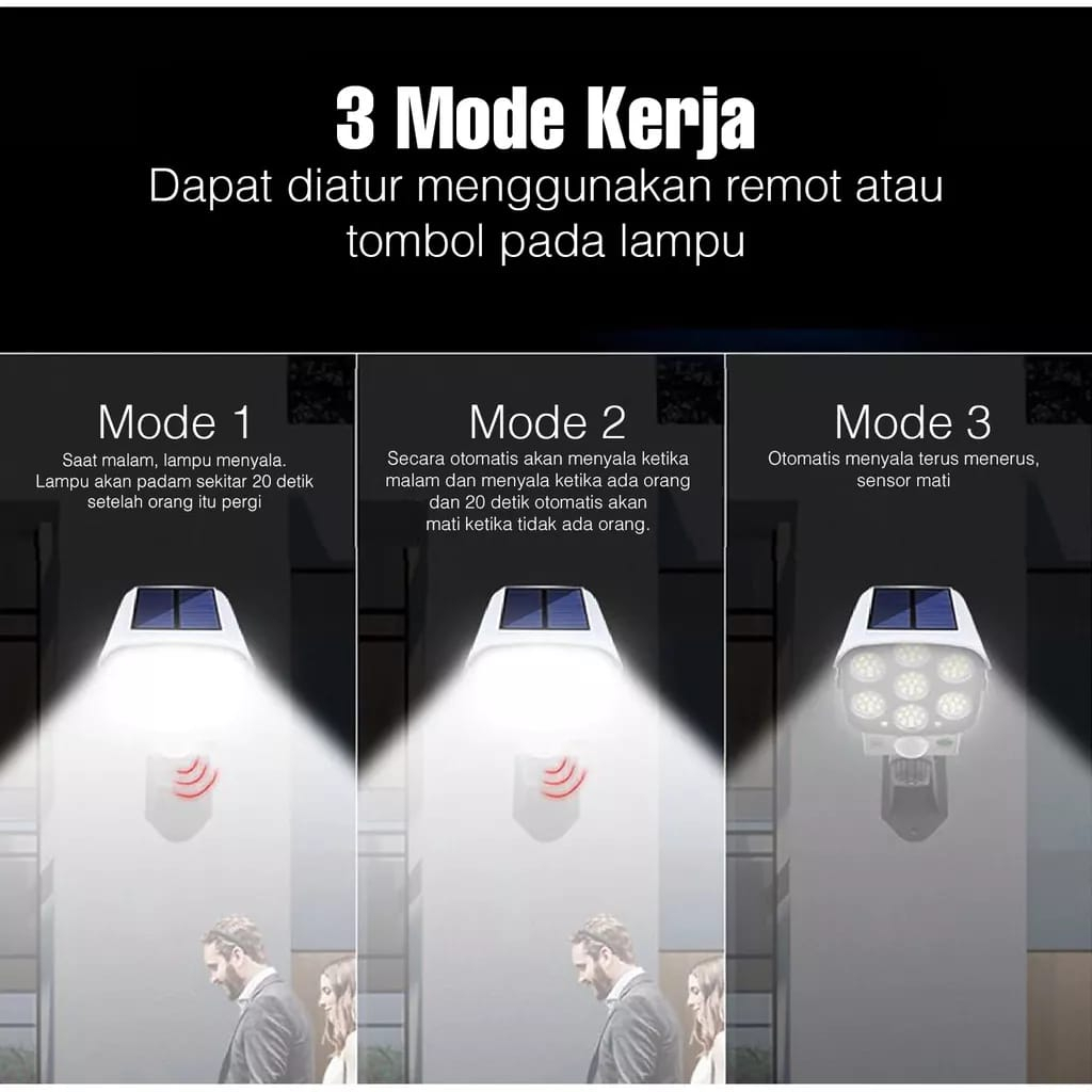 {DS} Lampu Solar Sensor Tenaga Surya 77 LED Lampu Model CCTV IP65 Waterproof YH 2178T
