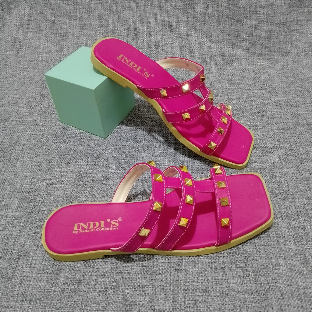 Sandal Flat Wanita Kekinian Sendal Wanita Teplek NESANH - TEAL