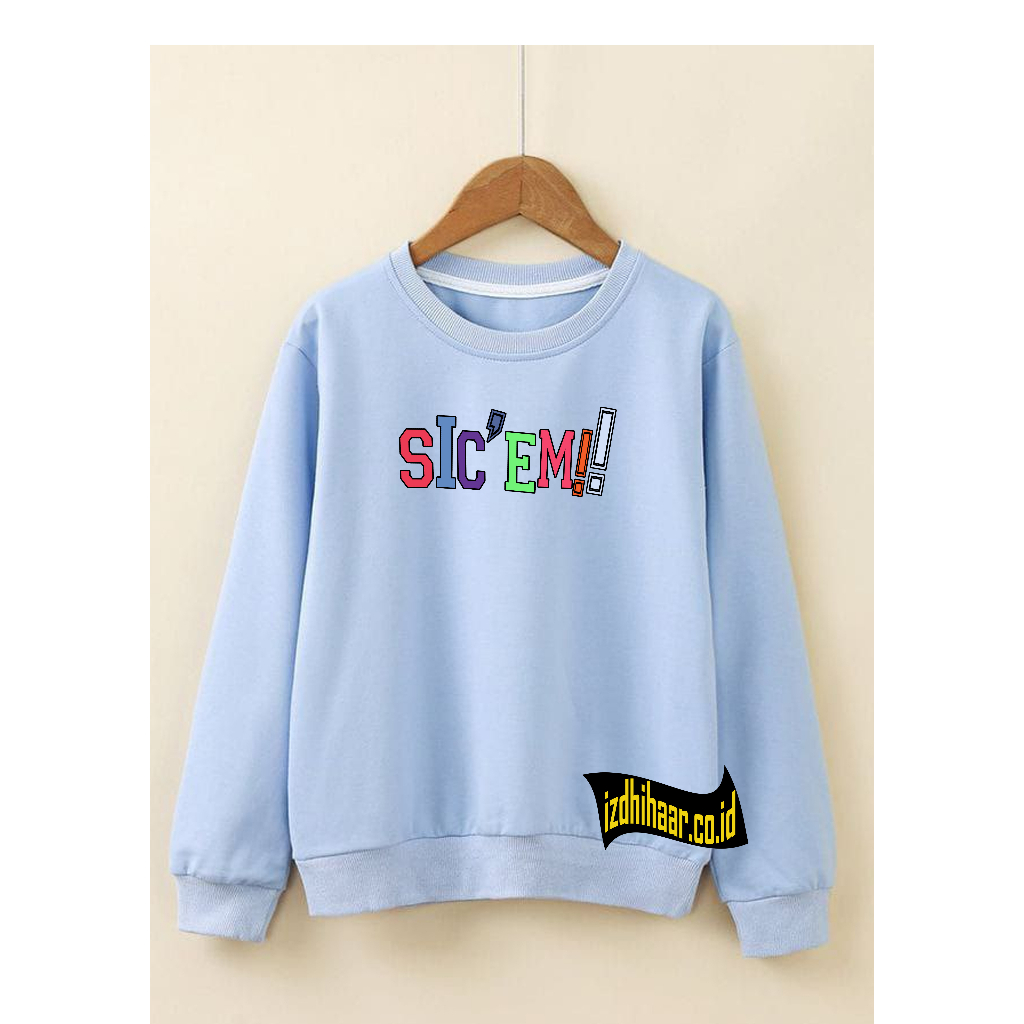 Sweater Pria S!CEM Switer Big Size  Crewneck Motif Simpel Sweater Crewneck Unisex