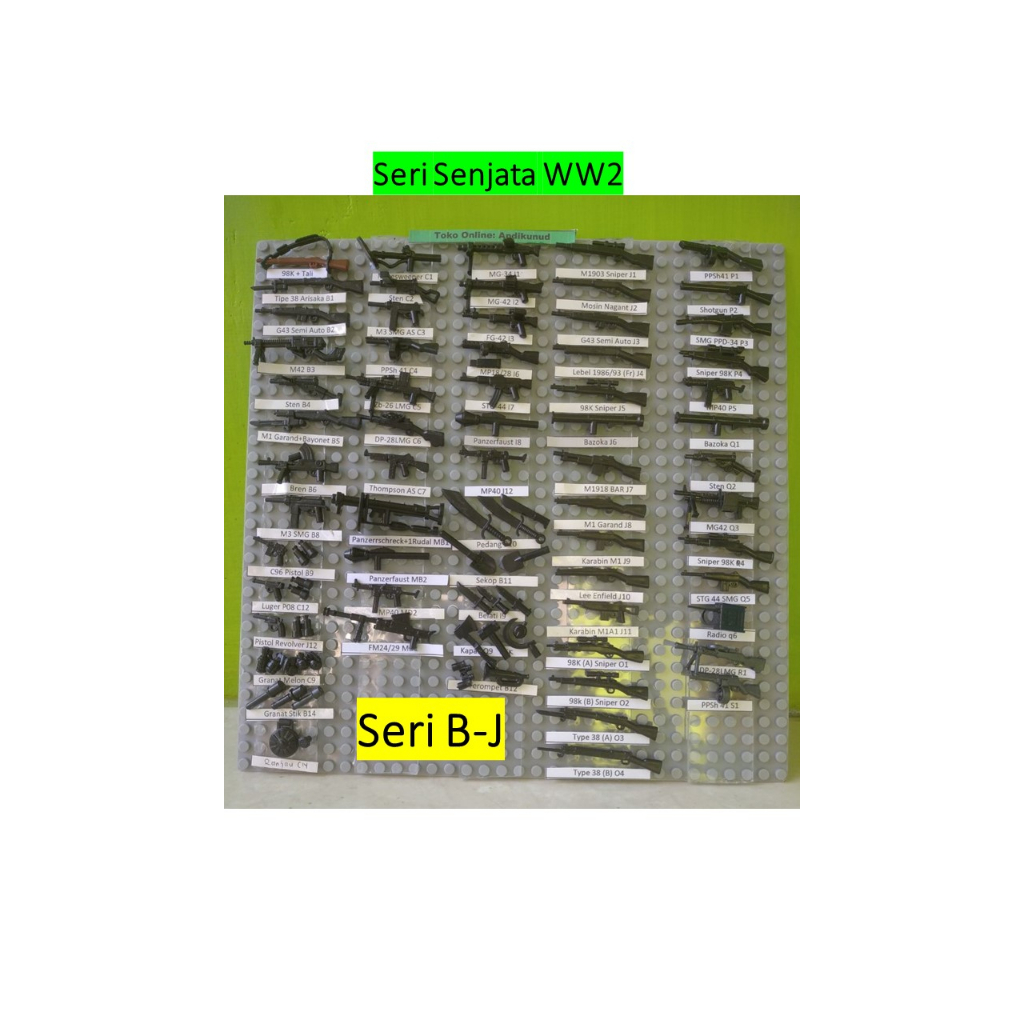 Minifigure gun senjata world war ww2 seri B J Jerman