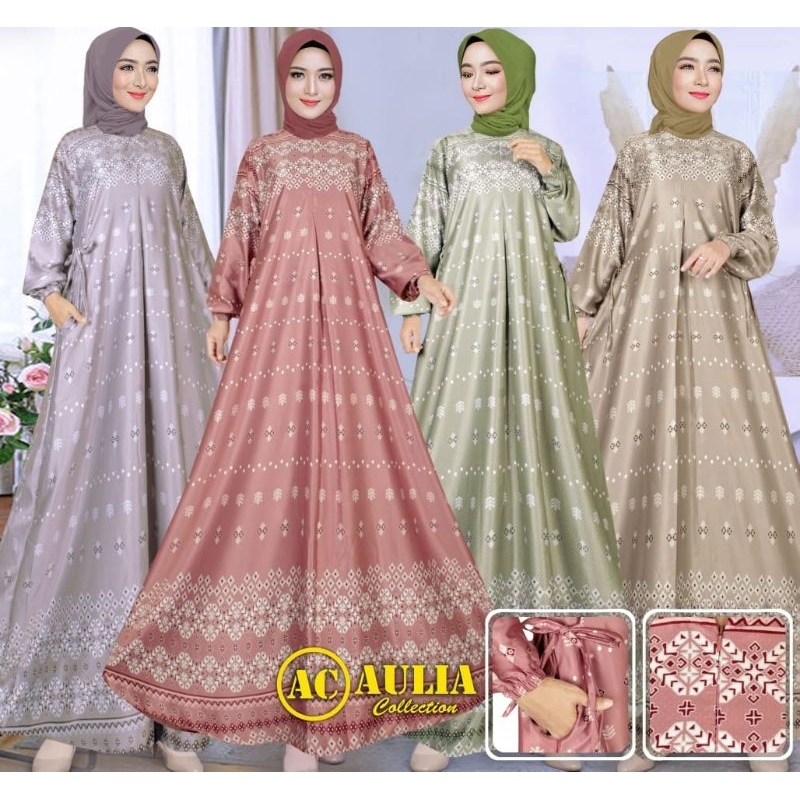 Gamis silk premium Jasmin,Gamis maxmara,free Ciput,Gamis bahan Maxmara