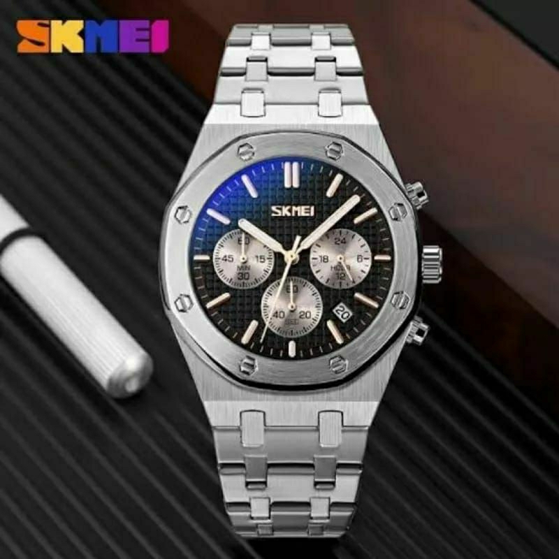 SKMEI 9296 ORIGINAL TAHAN AIR STAINLISS STEEL KASUAL JAM TANGAN PRIA RANTAI