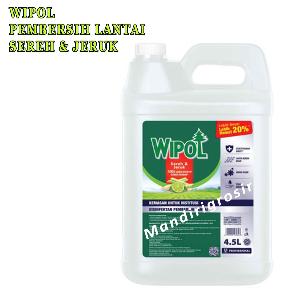 Pembersih Lantai* Wipol* Wipol Disinfektan* Aroma Sereh &amp; Jeruk *4.5 Ltr