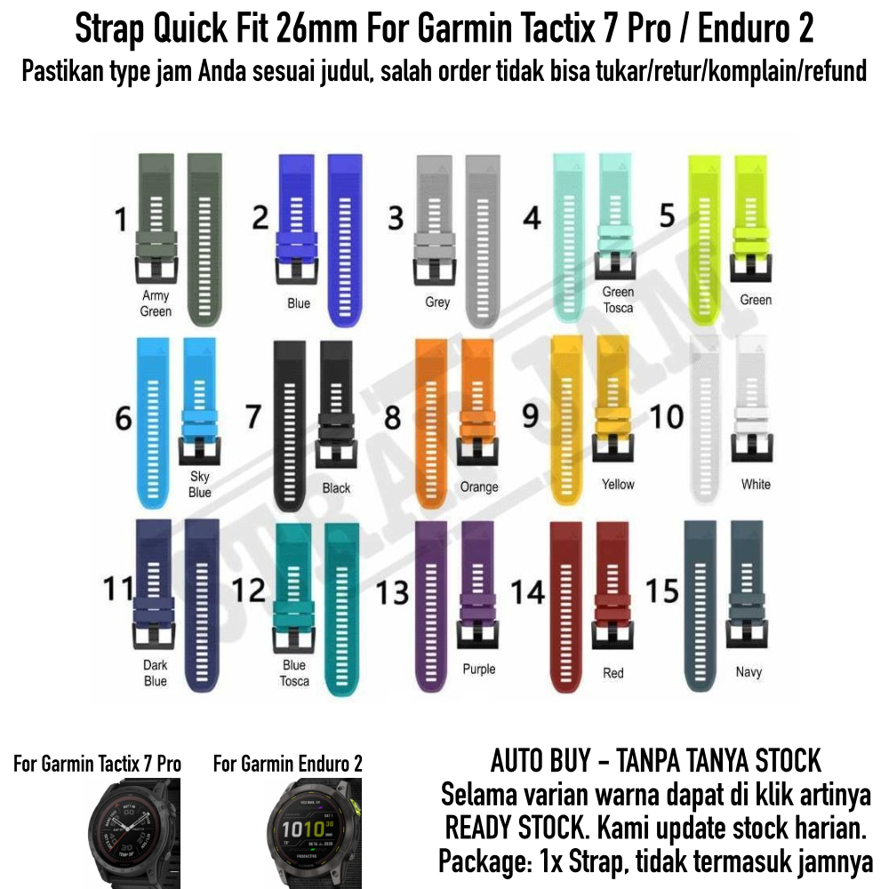 MF5X Strap Garmin Tactix 7 Pro / Enduro 2 - Tali Jam Tangan Quick Fit 26mm Rubber Silikon