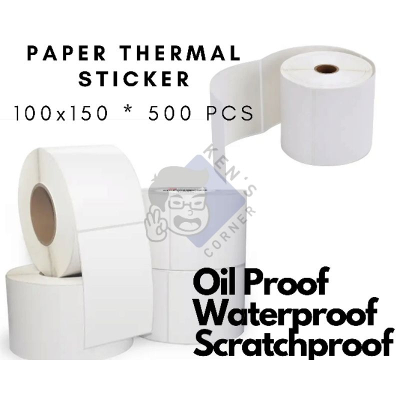 Sticker Thermal Paper A6 Ukuran 100x150 500 PCS Per Roll