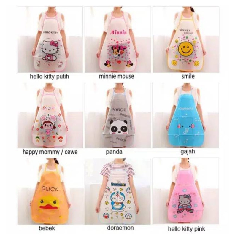 JT - Celemek Dapur Apron Masak Anti Air Celemek Motif Karakter Kartun Waterproof Korean Apron