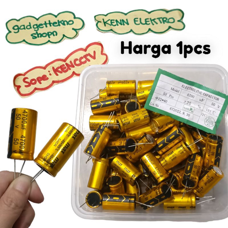 elco 4700uf 50v max gold super (HARGA 1PCS)