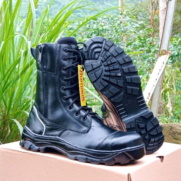 TERBARU- RUM 24 Sepatu safety boots PDL DAMKAR pemadam kulit asli Ujung besi