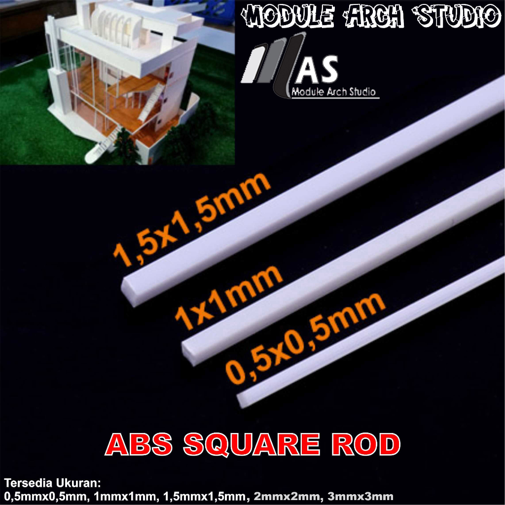 ABS Square Bar - ABS Square Rod - Stick Plastik Padat - Maket Stick