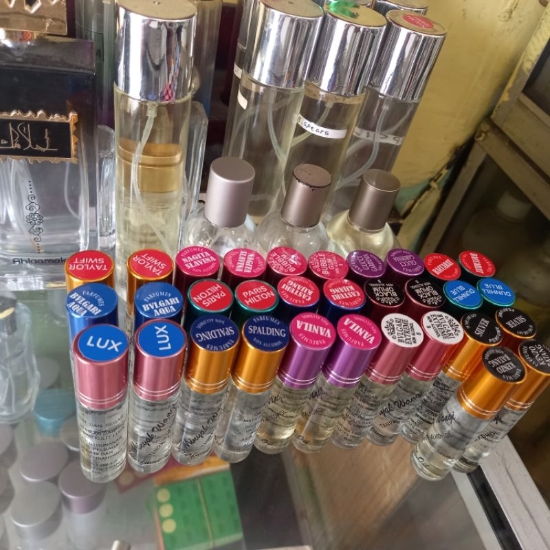 Parfum Refill Roll on botol motif sablon 8 ml non alkohol kualitas super (bebas request)