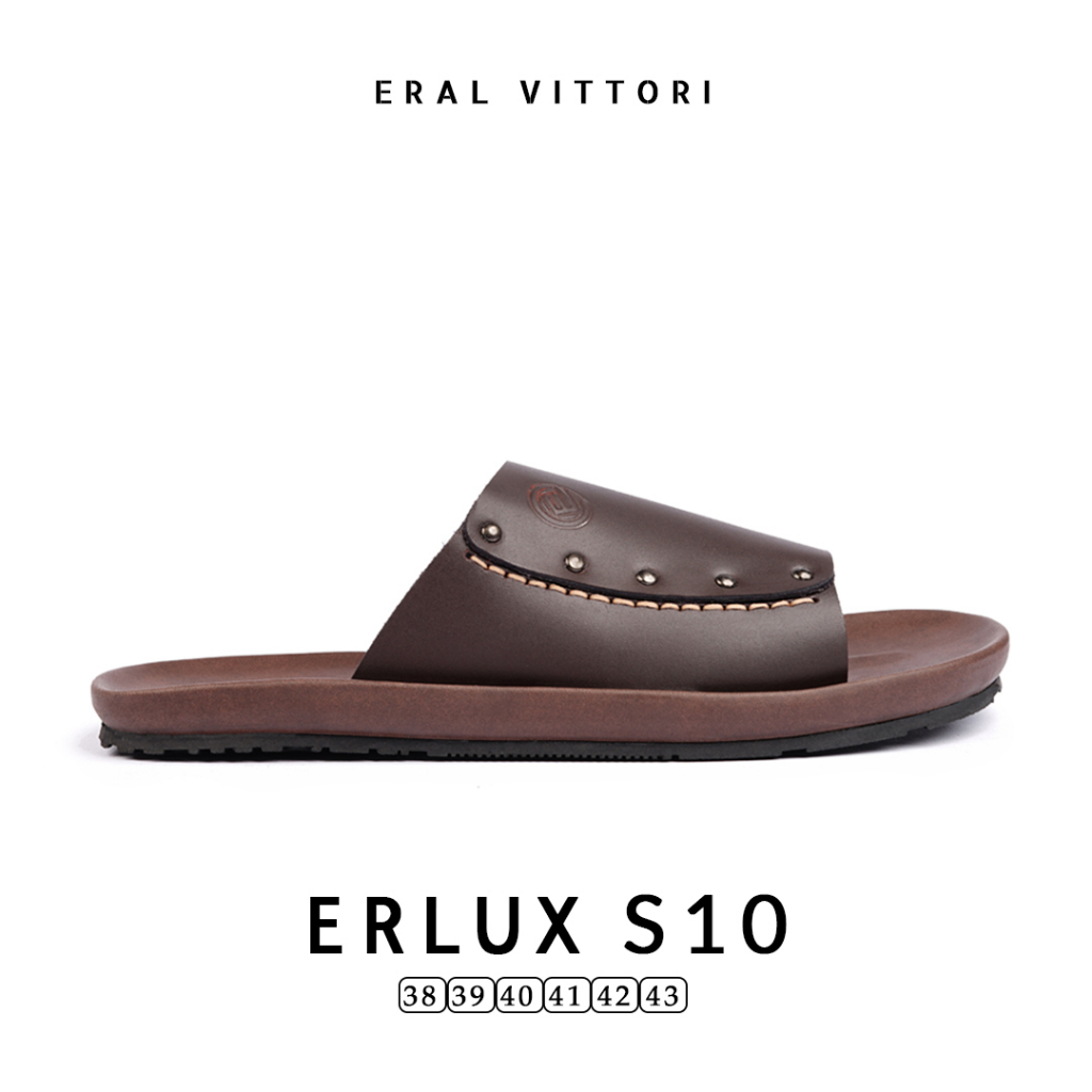 Eral Vittori - Erlux S10 Sandal Kulit Harian Pria Santai Elegan Coklat