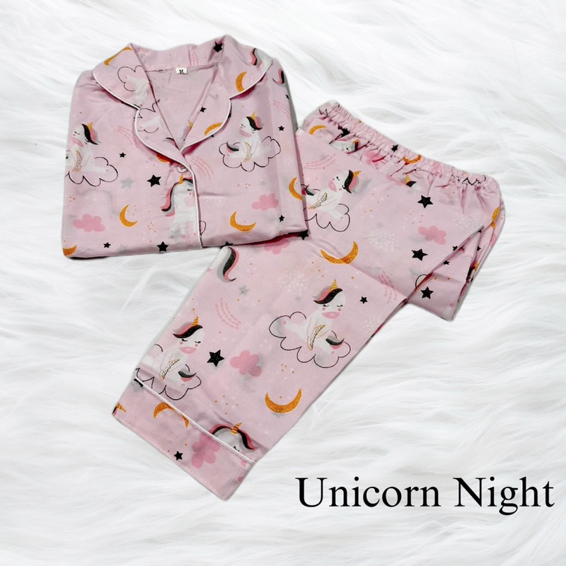 Unicorn-Night Pink Piyama bajutidur bisa couple mom kids and family