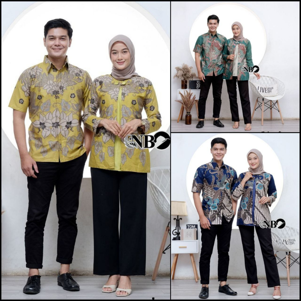 Atasan Batik Couple Wanita Modern Bolero Set Pakaian Sarimbit Blus Batik