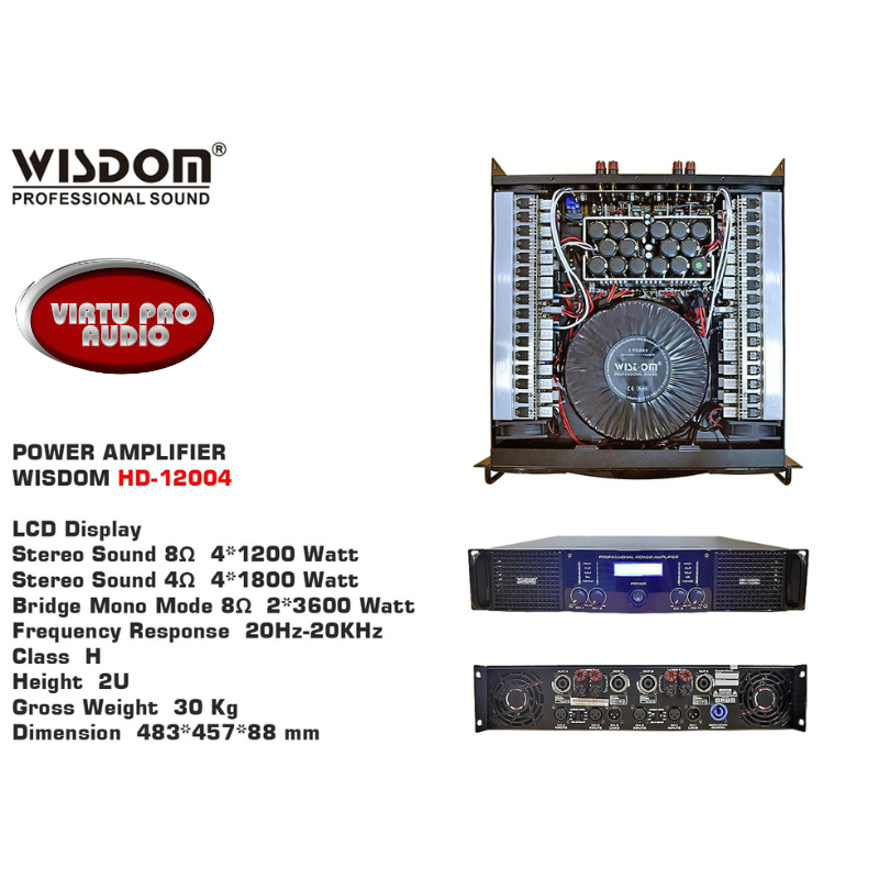 Power Wisdom HD12004 4Channel Power Amplifier Wisdom HD-12004 Original