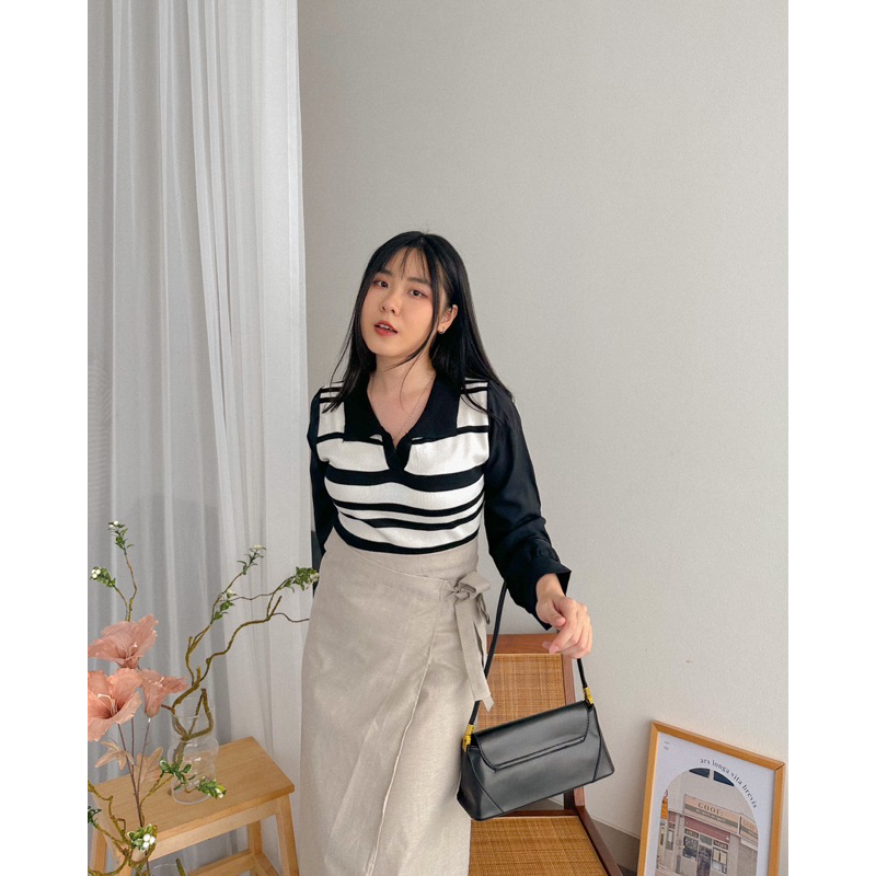 KANON - Isamu Knit Stripe Top - Sweater basic rajut motif strip