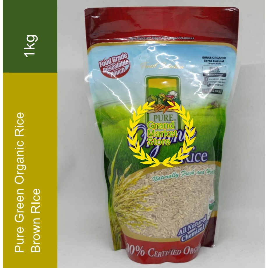 

Beras Organik Pure Green Coklat Brown Rice 1kg 1 kg Beras Coklat