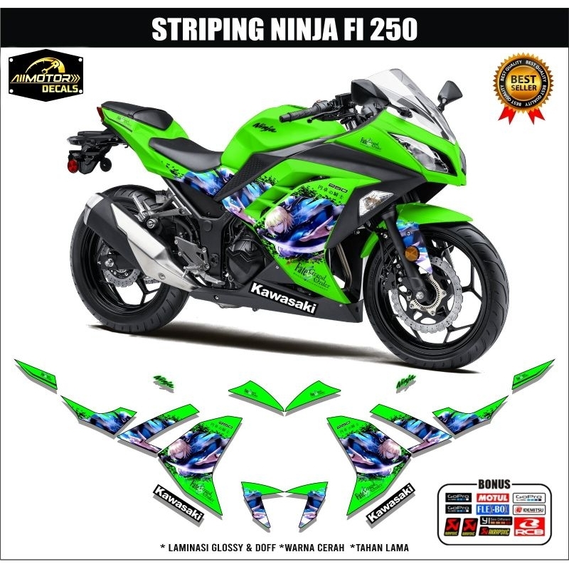 Stiker/Striping Kawasaki Ninja 250 Fi Edisi Anime / Decal Stiker Motor Ninja 250 Fi Old
