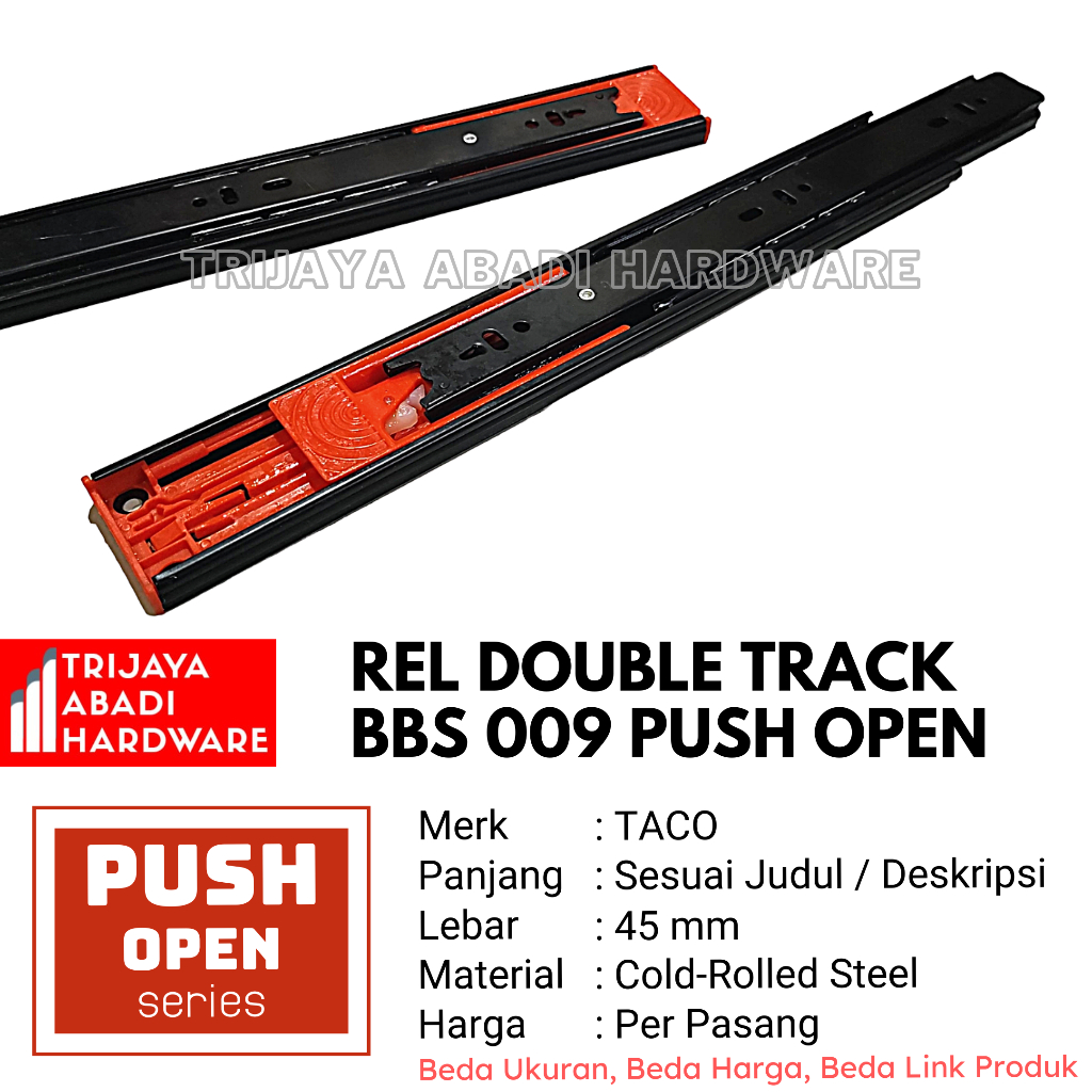 Rel Laci Push Open 40 CM - BBS 009 Full Extension Drawer Runner 400 MM