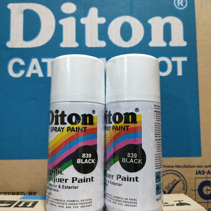BARU_ CAT DITON BLACK 839 DITON HITAM 839 150CC SPRAY HITAM KILAP CAT SEMPROT PILOK MENGKILAP SEPEDA