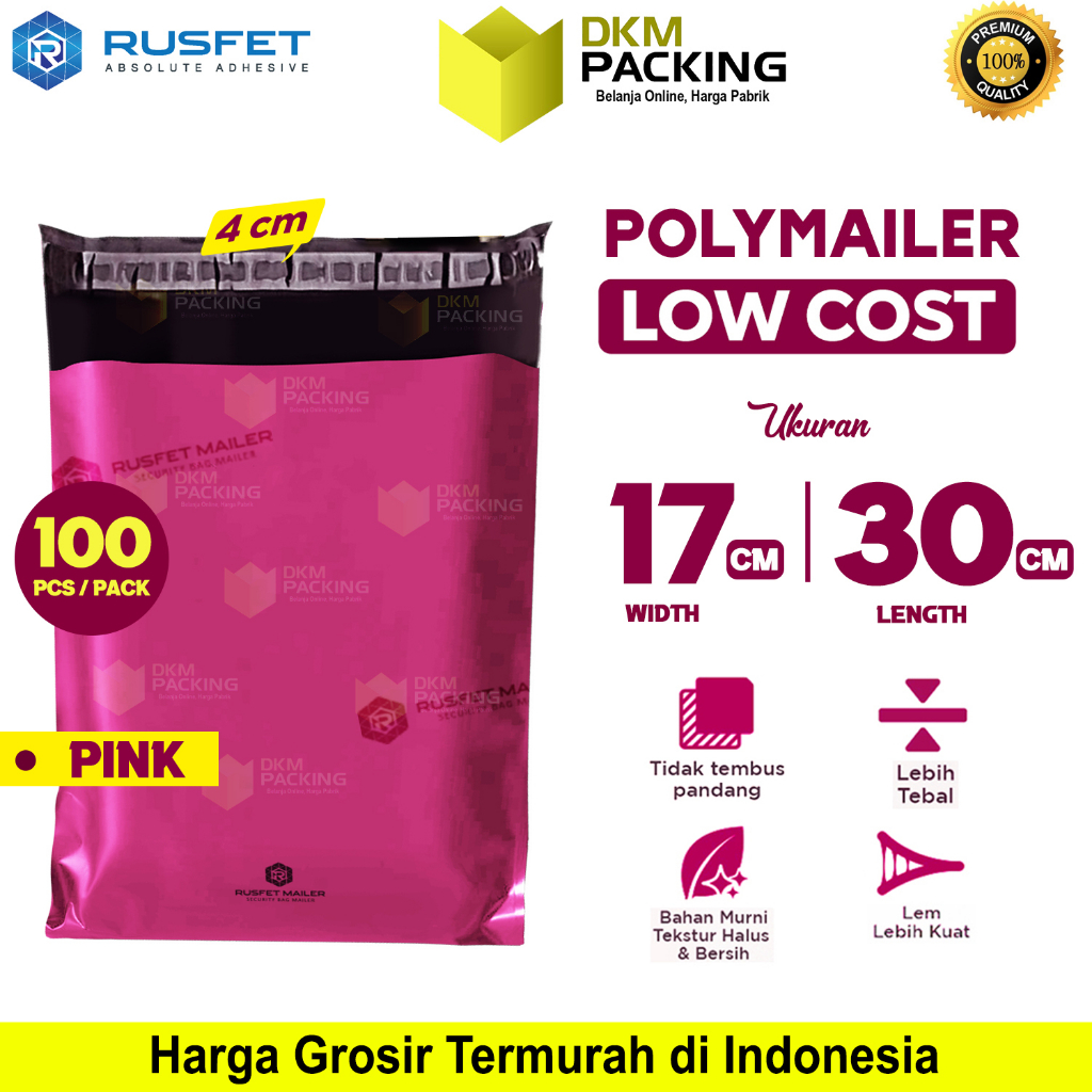

Plastik Polymailer Pack LOW COST Amplop Polimailer PINK Rusfet 17x30cm