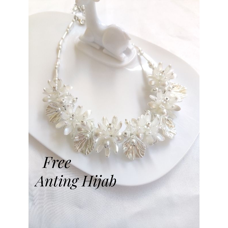 Kalung Hijab Free Anting Hijab Jasmine|Necklace Chocker|Arabella Necklace