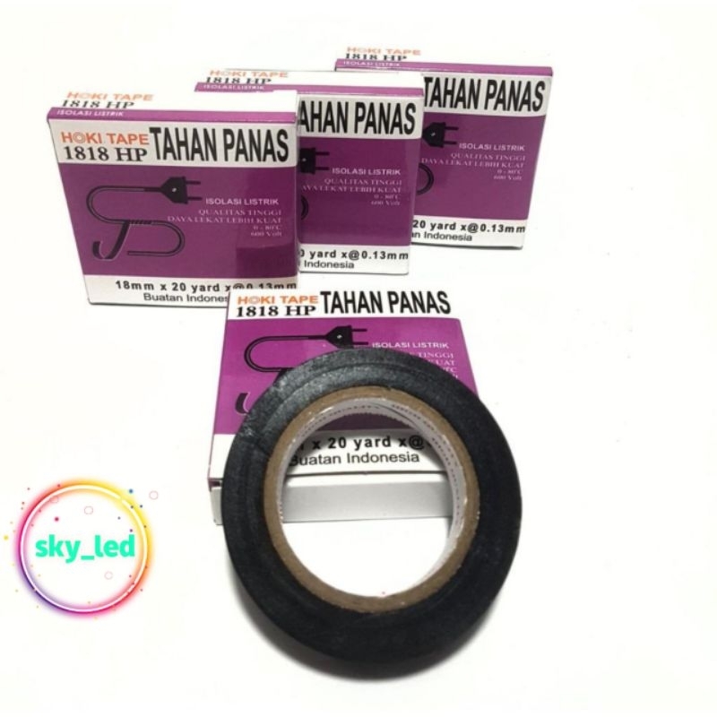 18*20Y Isolasi Listrik pvc hitam Tahan panas HOKI TAPE / Isolasi Instalasi Listrik Hitam 20 Yard GARANSI KUALITAS