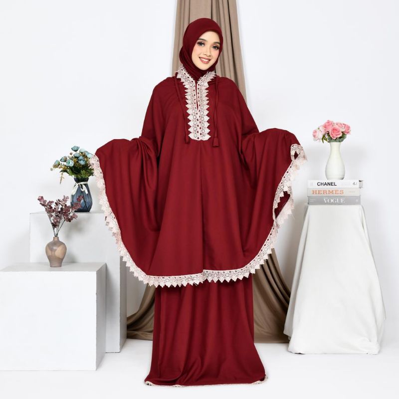 mukena polos renda + tas