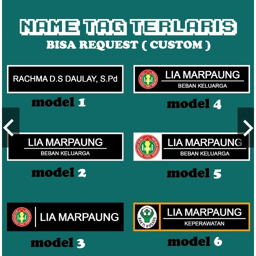 

Nama Dada Karyawan Asn Masasiswa pelajar Name Tag Peniti