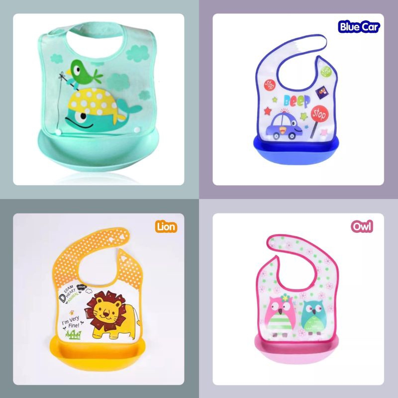 Sleber makan celemek bayi silikon