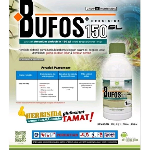 bufos 150sl herbisida rumput lulangan,branjangan,grinting,kili,teki