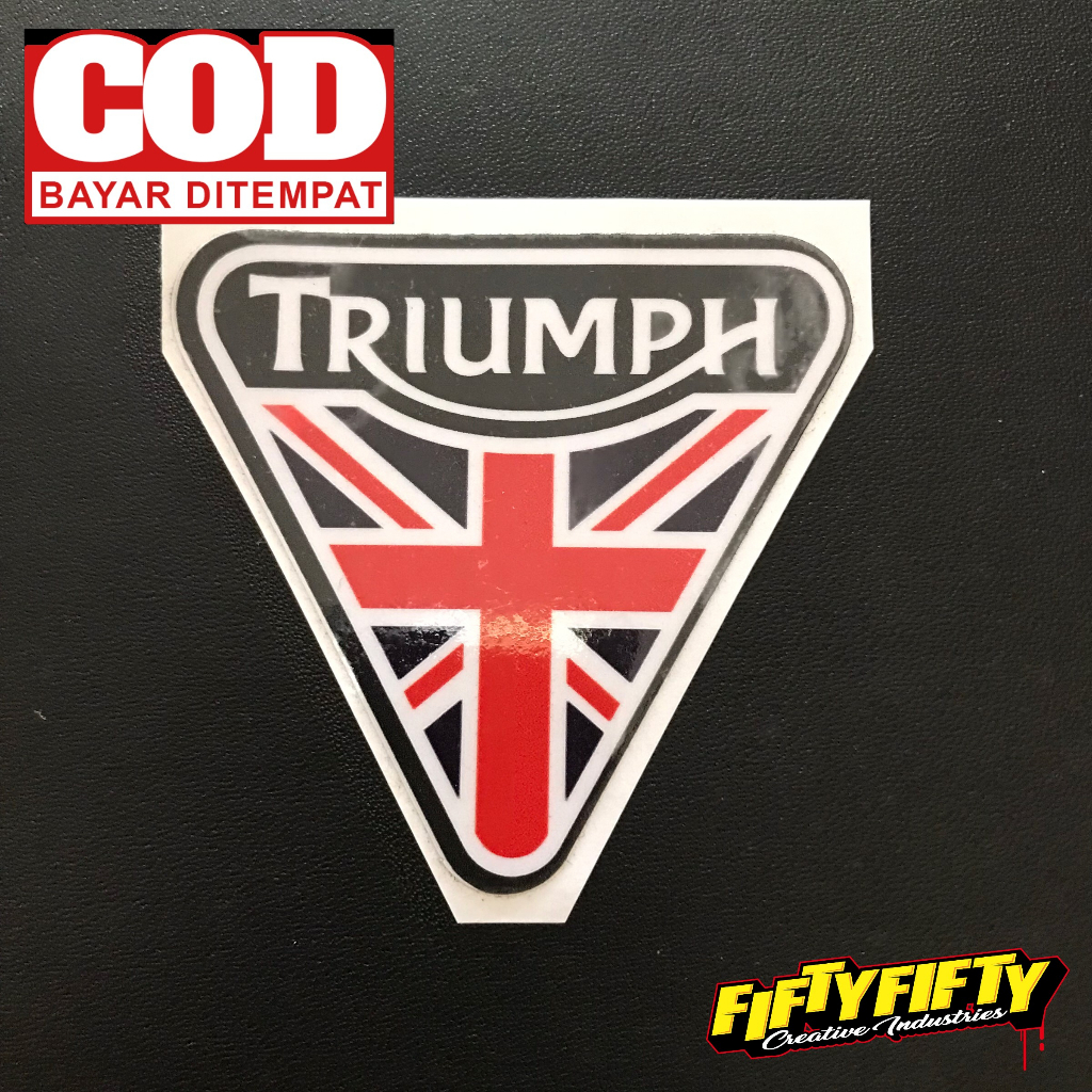 Stiker Print Cut TRIUMPH LOGO Stiker Printing Laminasi Glossy Stiker Motor Mobil Helm Sudah Membentuk Pola Desain