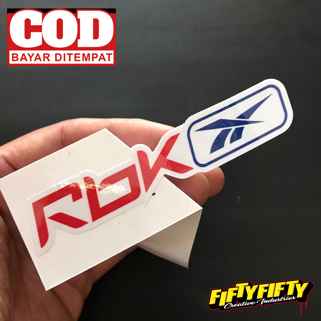 Stiker Print Cut REEBOOK Model 3 Stiker Printing Laminasi Glossy Stiker Motor Mobil Helm Sudah Membentuk Pola Desain