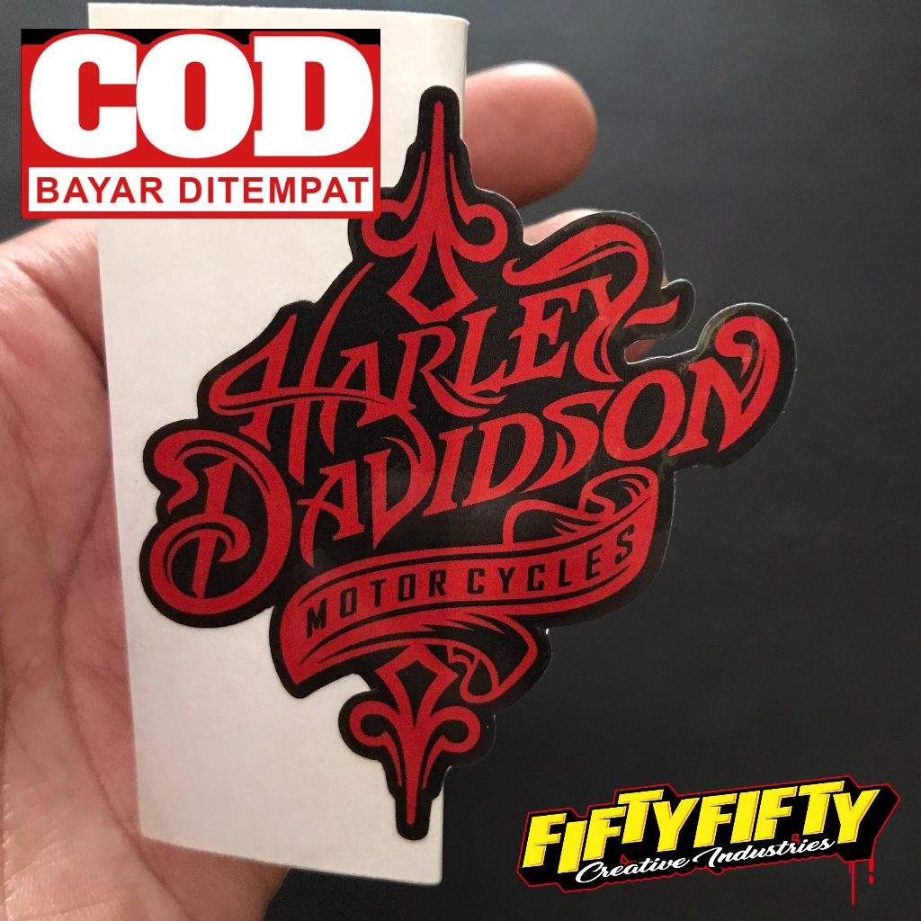 Stiker Print Cut HARLEY DAVIDSON Stiker Printing Laminasi Glossy Stiker Motor Mobil Helm Sudah Membentuk Pola Desain