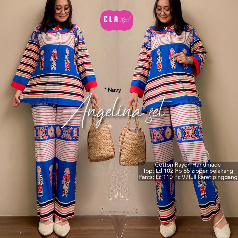 Angelina Setelan Set Wanita / Neng Nessie Setelan Wanita Batik By Cla Hijab