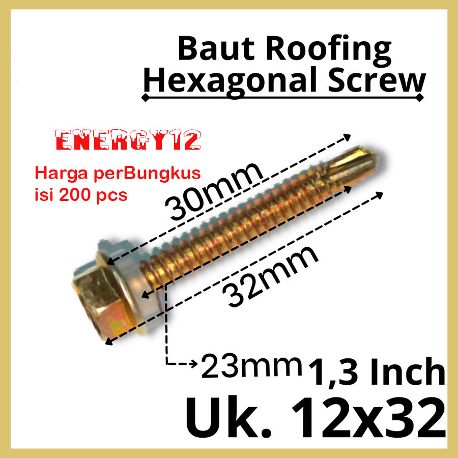 BAUT ROOFING perbungkus isi 200 pcs | SEKRUP BAJA RINGAN | BAUT RUMPING