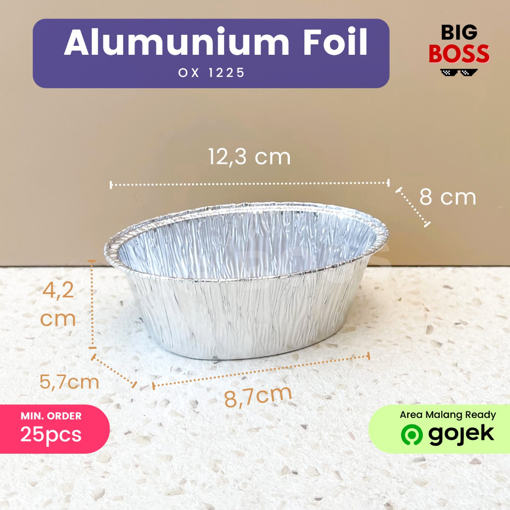 Aluminium Foil Tray Ox-1225 + Tutup Mika Cup Oval Macaroni Schotel / Pastel Tutup / Lasagna / Klapertart 120ml