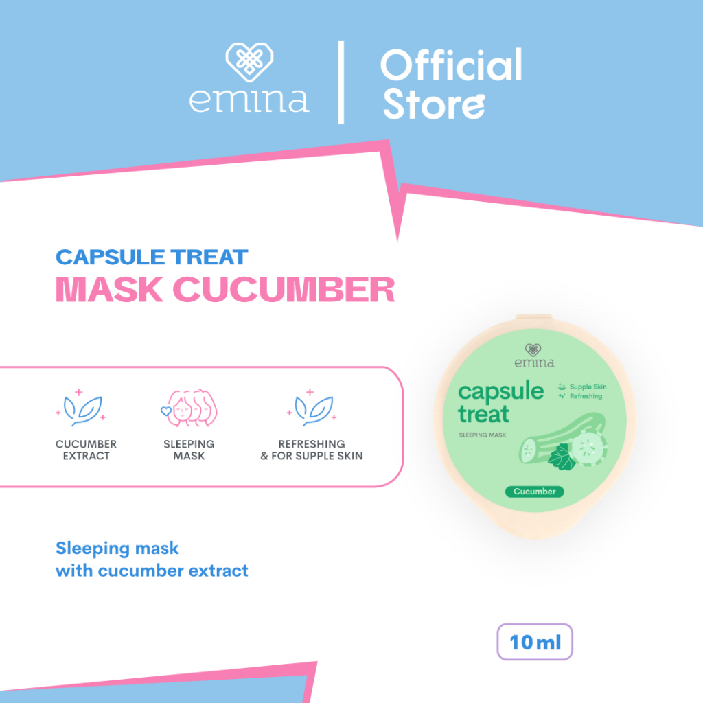 EMINA Capsule Treat Mask Indonesia / Masker Wajah 10ml / Honey Green Tea Pomegranate Rice Cucumber / Gel Clay Sleeping / Nourishing Moisturizing / Relaxing Soothing / Firming / Brightening Hydrating / Supple Skin Refreshing / Skincare Face Care Series
