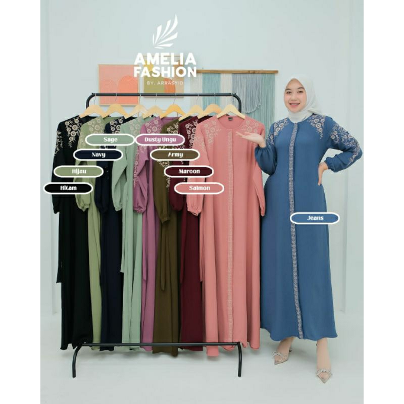 DRESS BORDIR ORI BY AMELIA FASHION,GAMIS BORDIR POLOS,GAMIS AMELIA FASHION TERLARIS