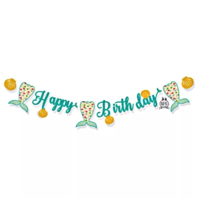 BANNER HAPPY BIRTHDAY MERMAID TAIL | BANNER MERMAID | BANNER PUTRI DUYUNG