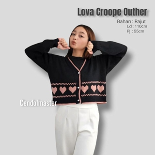 LOVA CROP OUTHER/ CARDIGAN RAJUT LOVE KANCING