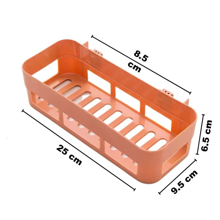 Rak Kamar Mandi Persegi Panjang Storage Rack Sabun Bumbu Dapur Tempel