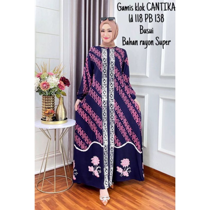 Gamis Rayon Premium Kekinian Jumbo Batik Cap Termurah Busui Resleting Depan HomeDress Terbaru